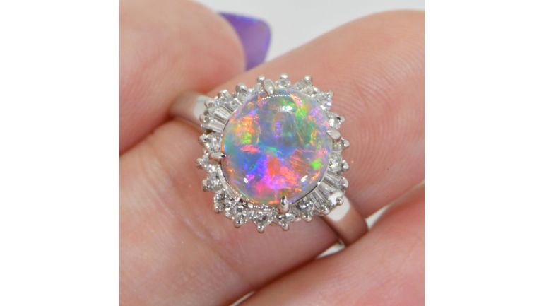 An Australian Crystal Opal Engagement Ring